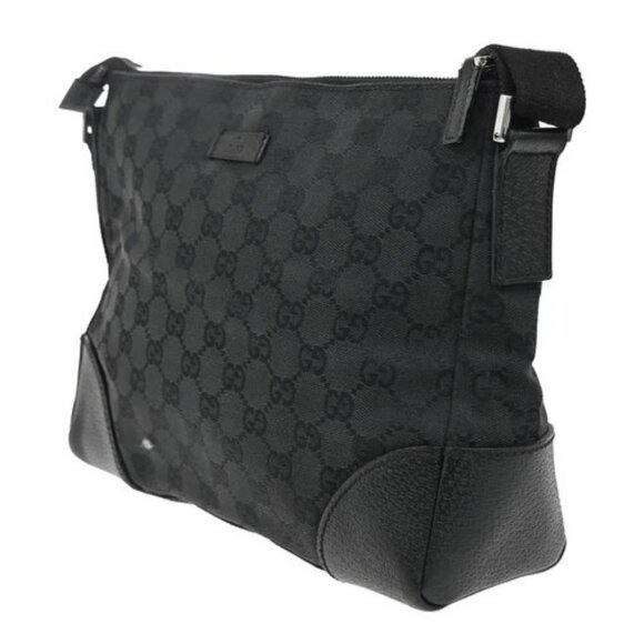 GUCCI Logo GG Pattern Shoulder Bag Canvas Leather Black SHW Italy 35MA141 - Picture 2 of 15